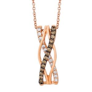 Le Vian 14K Rose Gold 1/3ctw Natural Chocolate Diamond Pendant 18” Necklace NWT